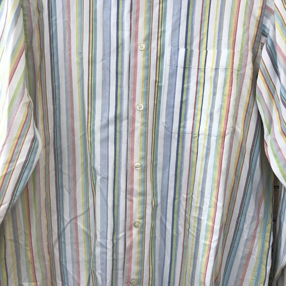ZegnaSport Mens Multicolor Striped Long Sleeve Cotton Button-Up Shirt M - Picture 10 of 11